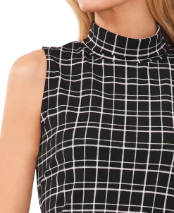 CeCe Women's Plaid Sleeveless Knit Mock Neck Top -Anne Klein Sales Store 22248209 fpx