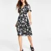 Bar III Women's Floral-Print Cutout Dress, Created For Macy's