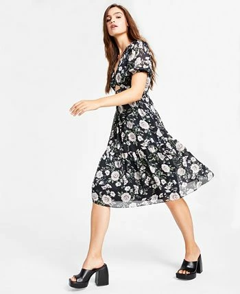 Bar III Women's Floral-Print Cutout Dress, Created For Macy's 3 Bar III Women's Floral-Print Cutout Dress, Created For Macy's - Image 3