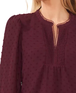CeCe Women's V-Neck Long-Sleeve Clip-Dot Blouse 13 CeCe Women's V-Neck Long-Sleeve Clip-Dot Blouse -Anne Klein Sales Store 22261092 fpx