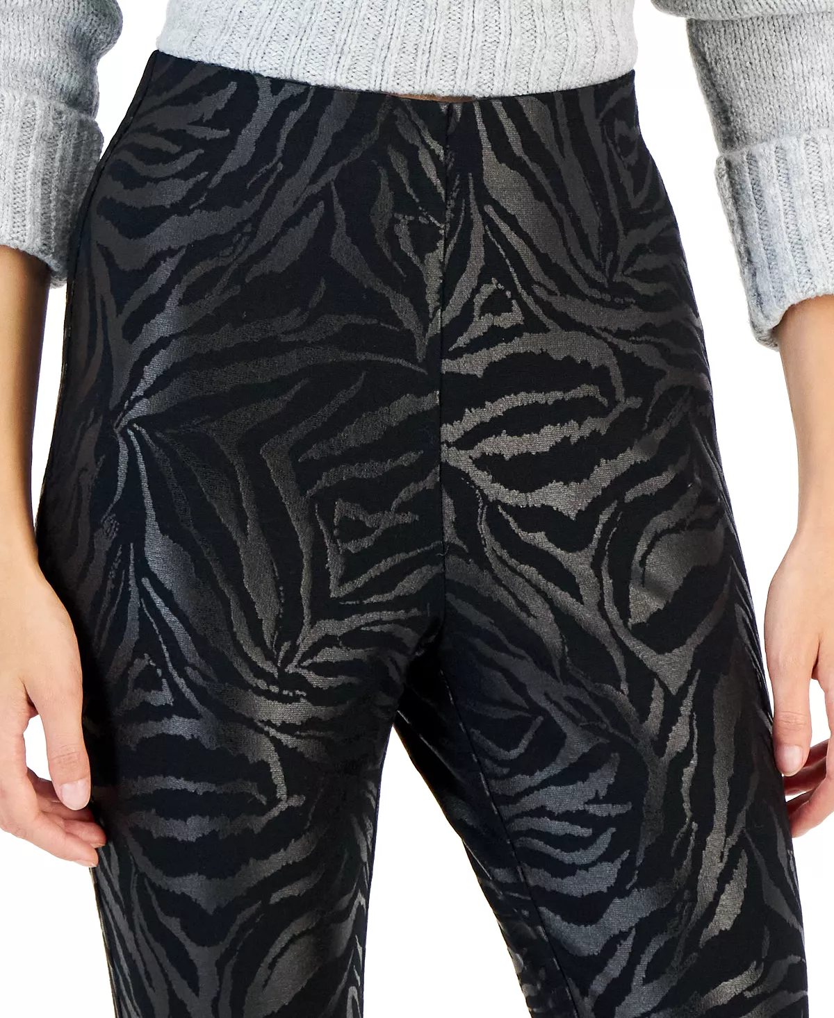 INC International Concepts Women's Animal-Print Metallic Ponté-Knit Skinny Pants, Created For Macy's 4 INC International Concepts Women's Animal-Print Metallic Ponté-Knit Skinny Pants, Created For Macy's - Image 4