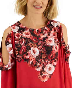 JM Collection Women's Cold-Shoulder Mixed-Media Floral Top, Created For Macy's 7 JM Collection Women's Cold-Shoulder Mixed-Media Floral Top, Created For Macy's -Anne Klein Sales Store 22269479 fpx