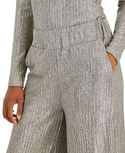 INC International Concepts Women's Metallic Wide-Leg High Rise Pull-On Pants, Created For Macy's -Anne Klein Sales Store 22270458 fpx