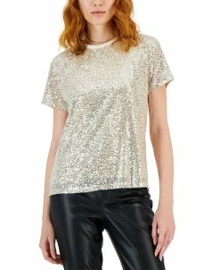 INC International Concepts Women's Sequin T-Shirt, Created For Macy's