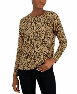 Style & Co Women's Printed Long-Sleeved T-Shirt, Created For Macy's