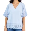 Style & Co Women's Lace-Trimmed Dolman-Sleeve Tunic, Created For Macy's