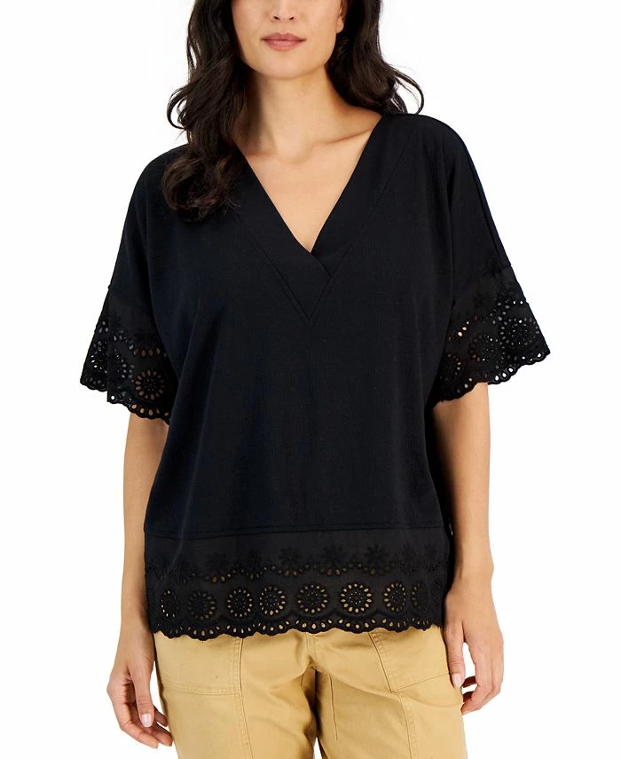 Style & Co Women's Lace-Trimmed Tunic, Created For Macy's 1 Style & Co Women's Lace-Trimmed Tunic, Created For Macy's