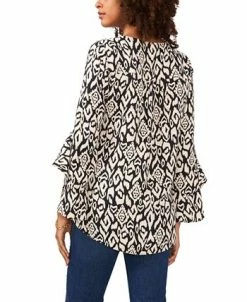 Vince Camuto Women's Flutter Sleeve V-neck Etched Geo Blouse -Anne Klein Sales Store 22291732 fpx