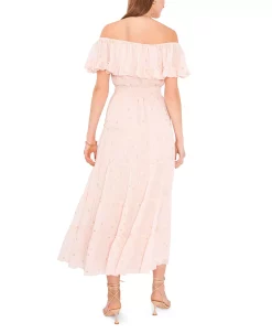 Vince Camuto Women's Foiled Tiered Off-The-Shoulder Maxi Dress -Anne Klein Sales Store 22291832 fpx