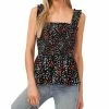 CeCe Women's Smocked Tank Top With Peplum