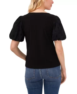 CeCe Women's Balloon Eyelet Sleeve Square Neck Knit Top -Anne Klein Sales Store 22295549 fpx