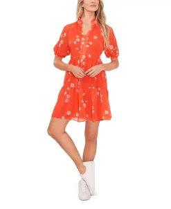 CeCe Women's Short Sleeve Floral Baby Doll Dress -Anne Klein Sales Store 22295563 fpx