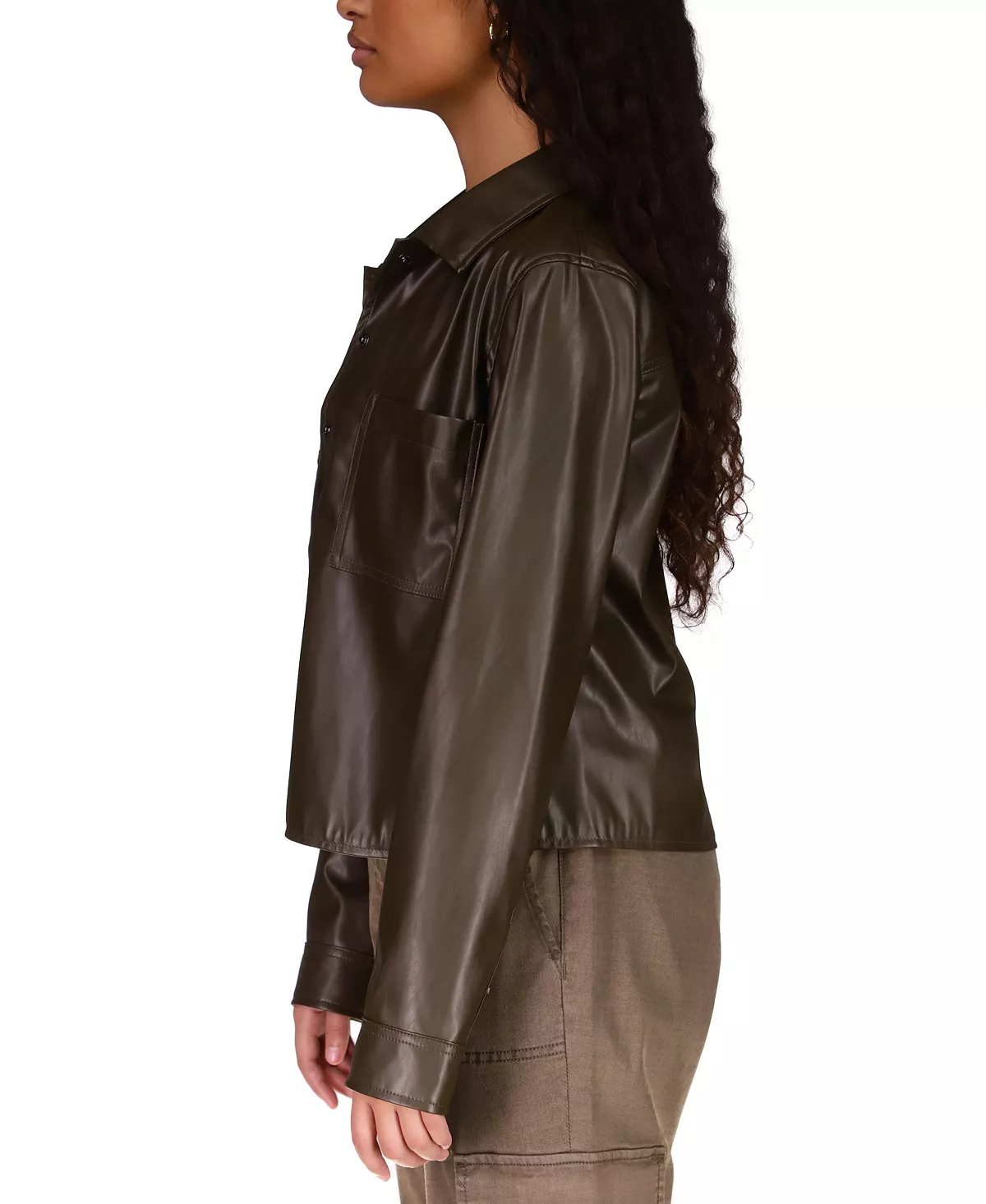 Sanctuary Women's Faux-Leather Pocket Shirt 3 Sanctuary Women's Faux-Leather Pocket Shirt - Image 3