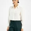 Bar III Women's Cropped Button-Front Long-Sleeve Blouse, Created For Macy's