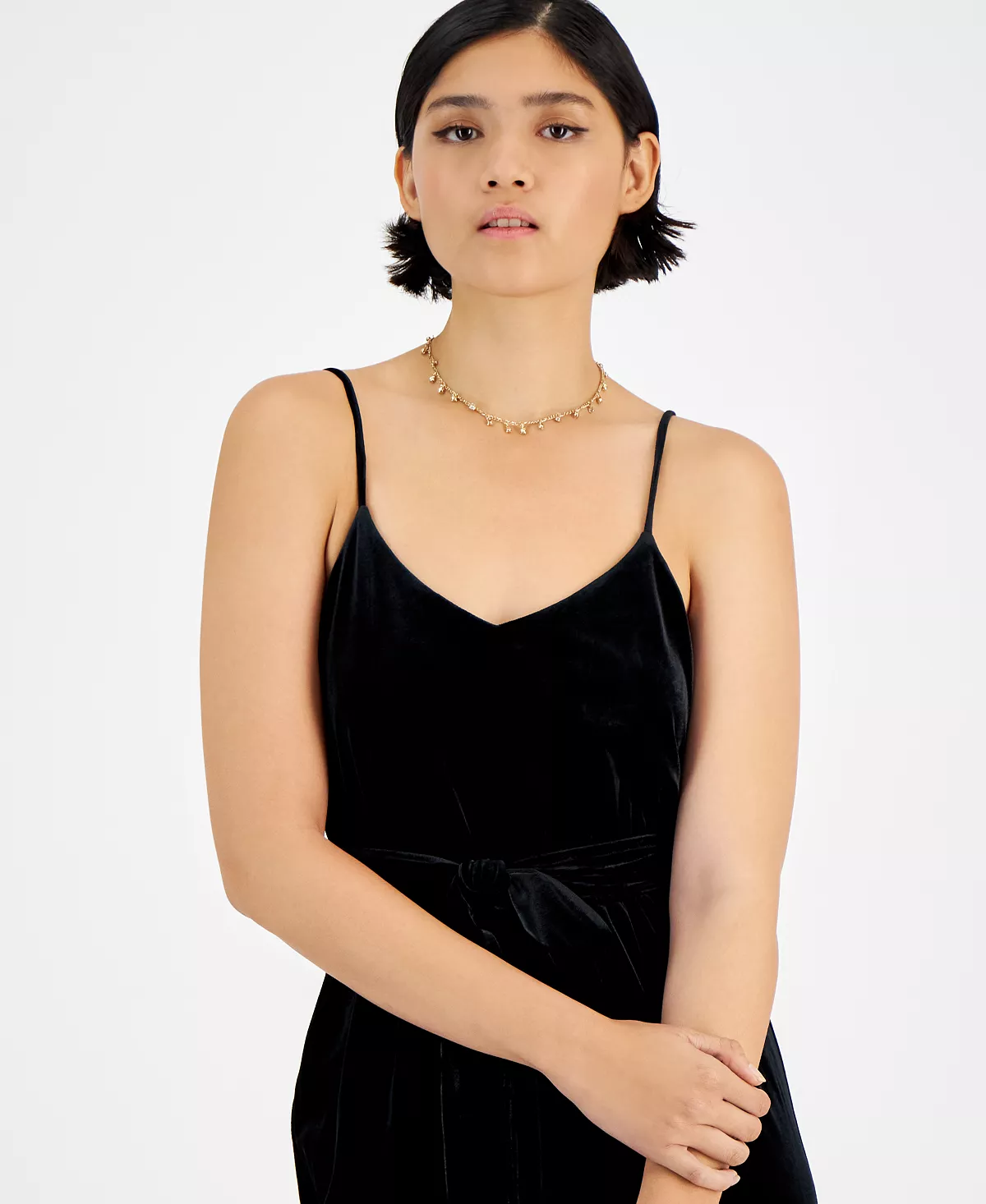 Bar III Women's Velvet V-Neck Scoop-Back Belted Jumpsuit, Created For Macy's 4 Bar III Women's Velvet V-Neck Scoop-Back Belted Jumpsuit, Created For Macy's - Image 4