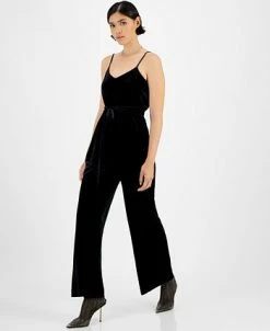 Bar III Women's Velvet V-Neck Scoop-Back Belted Jumpsuit, Created For Macy's 7 Bar III Women's Velvet V-Neck Scoop-Back Belted Jumpsuit, Created For Macy's -Anne Klein Sales Store 22299156 fpx