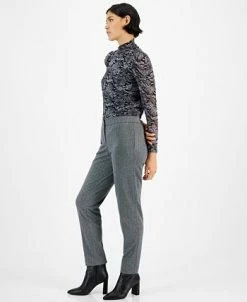 Bar III Women's Shimmer Herringbone Straight-Leg Ankle Pants, Created For Macy's -Anne Klein Sales Store 22299161 fpx