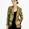 Bar III Women's Metallic Notched Collar One-Button Jacket, Created For Macy's
