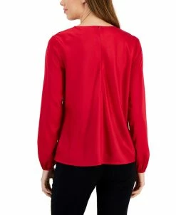 Kasper Women's Twisted Keyhole-Neck Long-Sleeve Top -Anne Klein Sales Store 22302786 fpx
