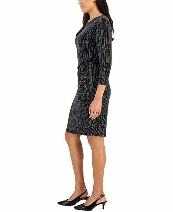 Kasper Women's Anise Metallic Faux-Wrap Dress 3 Kasper Women's Anise Metallic Faux-Wrap Dress - Image 3