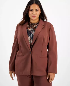 Bar III Plus Size Notched-Collar One-Button Jacket, Created For Macy's -Anne Klein Sales Store 22323948 fpx