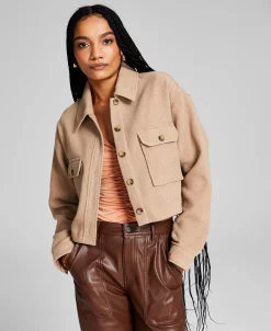 And Now This Women's Textured Button Front Cropped Shacket -Anne Klein Sales Store 22325332 fpx