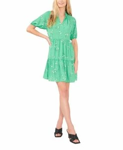 CeCe Women's V-neck Baby Doll Ditsy Floral Dress