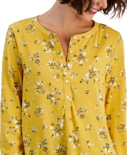 Style & Co Women's Buttoned Long Sleeve Top, Created For Macy's -Anne Klein Sales Store 22331897 fpx