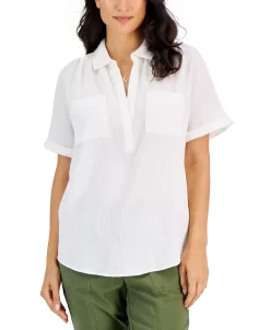 Style & Co Women's Cotton Crinkle Gauze Top, Created For Macy's -Anne Klein Sales Store 22332330 fpx