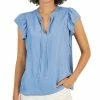 Style & Co Women's Chambray Flutter-Sleeve Top, Created For Macy's