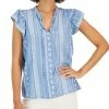 Style & Co Women's Printed Woven Flutter-Sleeve Tie-Neck Top, Created For Macy's