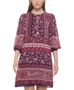 Vince Camuto Women's Balloon-Sleeve Tie-Neck Dress 14 Vince Camuto Women's Balloon-Sleeve Tie-Neck Dress -Anne Klein Sales Store 22332502 fpx