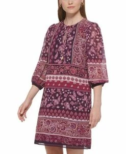 Vince Camuto Women's Balloon-Sleeve Tie-Neck Dress 13 Vince Camuto Women's Balloon-Sleeve Tie-Neck Dress -Anne Klein Sales Store 22332504 fpx