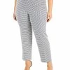 Kasper Plus Size Houndstooth Mid-Rise Slim-Leg Pants
