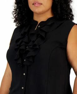 Kasper Plus Size Ruffled Button-Up Blouse -Anne Klein Sales Store 22336652 fpx