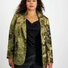 Bar III Plus Size Metallic Notched Collar One-Button Jacket, Created For Macy's