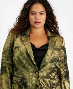 Bar III Plus Size Metallic Notched Collar One-Button Jacket, Created For Macy's -Anne Klein Sales Store 22337581 fpx