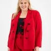 Bar III Plus Size Textured Crepe Faux Double-Breasted Blazer, Created For Macy's