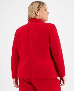 Bar III Plus Size Textured Crepe Faux Double-Breasted Blazer, Created For Macy's -Anne Klein Sales Store 22337620 fpx