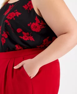 Bar III Plus Size Textured Crepe Wide-Leg Pants, Created For Macy's -Anne Klein Sales Store 22337666 fpx