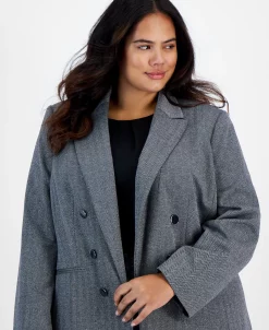 Bar III Plus Size Shimmer Herringbone Long-Sleeve Blazer, Created For Macy's -Anne Klein Sales Store 22337675 fpx
