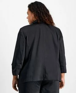 Bar III Plus Size Washed Satin Pleated-Sleeve Jacket, Created For Macy's -Anne Klein Sales Store 22337710 fpx