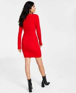 Bar III Women’s Ribbed V-Neck Sweater Dress, Created For Macy’s -Anne Klein Sales Store 22338598 fpx