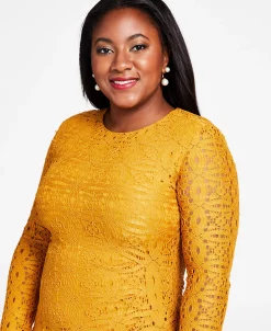 Kasper Lace Side-Pleated Bodycon Midi Dress -Anne Klein Sales Store 22344405 fpx