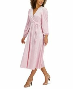 Kasper Glitter Velvet Faux-Wrap Midi Dress -Anne Klein Sales Store 22344414 fpx