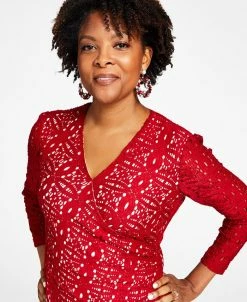 Kasper Lace Surplice V-Neck Ruffled Maxi Dress -Anne Klein Sales Store 22344489 fpx