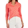 Charter Club Women's Geo-Print Johnny-Collar Top, Created For Macy's