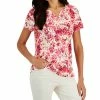 Karen Scott Women's Short-Sleeve Floral-Print Henley Top, Created For Macy's