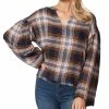 Jessica Simpson Women's Jenna Plaid Notch-Neck Top
