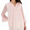 Charter Club Women's Medallion-Print Pintuck Top, Created For Macy's